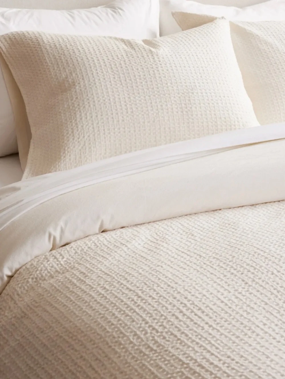 Organic Luxe Honeycomb Duvet Cover Set King CA King Undyed Ivory